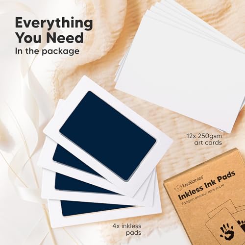 4pk Inkless Baby Hand and Footprint Kit, Mess Free Ink Pads (Navy, R) - color: Navy, size: 4-Pack, Regular 2.3" x 3.7"