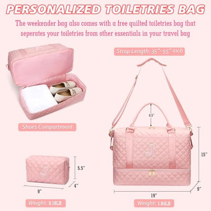 Travel Weekender Bag with Makeup & Shoe Compartment(Pink,J) - color: Pink, style: J