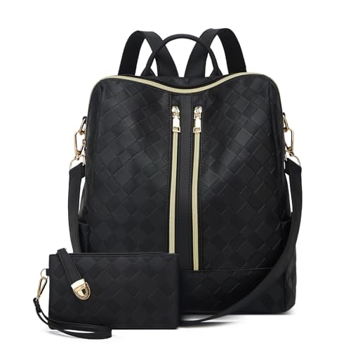 Makes Backpack Purse for Women PU Leather Casual Backpack Daily Travel Bag - color: Black Square