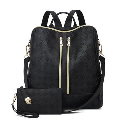 Makes Backpack Purse for Women PU Leather Casual Backpack Daily Travel Bag - color: Black Square