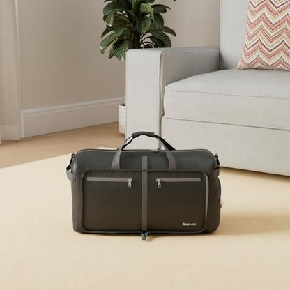 Gonex Foldable Travel Duffle Bag, Lightweight with Shoe Compartment - color: Gray, size: 40L