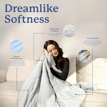 Plufl Breeze Blanket Cooling Comforter, King, 108" x 90", Cool Gray Bedding - size: King (108" x 90")