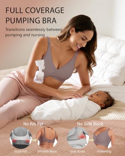Vinfact Pumping Bra Hands Free-No Underwire Full Coverage Seamless Every Day Bra Holding & Breast Pump Bra - color: Grey, size: 3X-Large