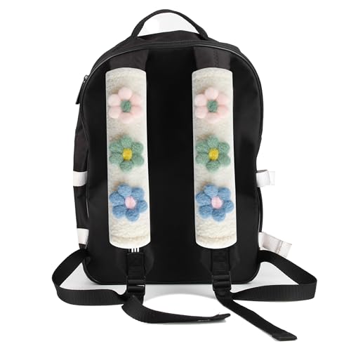 Amooca 2-Pack Braid Pattern Seat Belt Covers Shoulder Pads for Car & Bag - color: Blue Green Pink Flower