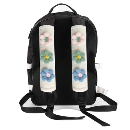 Amooca 2-Pack Braid Pattern Seat Belt Covers Shoulder Pads for Car & Bag - color: Blue Green Pink Flower