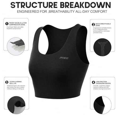 Chest Binder FTM,Moderate Compression Pullover Binder Bra for Women - color: Black, size: X-Large