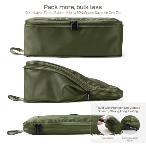 EPICKA TripCozy Compression Packing Cubes, 4 Set, Olive Green - color: Olive Green, size: Set of 4