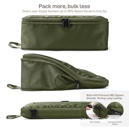 EPICKA TripCozy Compression Packing Cubes, 6 Set, Olive Green - color: Olive Green, size: Set of 6