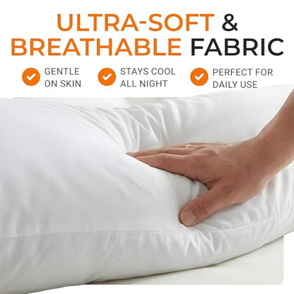 Cheer Collection White Pillowcase for L Shaped Pillow - size: L-Shaped Pillowcase