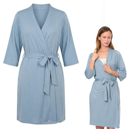 Maternity Robe - Botanical Collection - color: Blue, size: 3X-Large