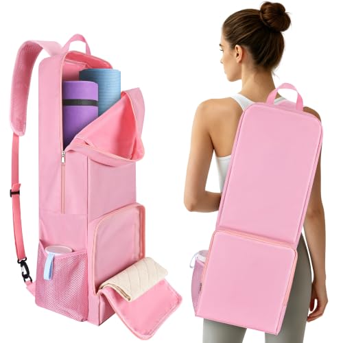 COOLBEBE Yoga Bag for Women with Side Mesh Pockets & Wet Dry Compartment - color: Pink