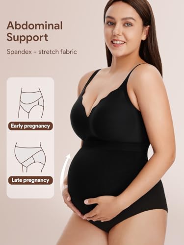 Maternity Underwear Over Bump, Pregnancy Panties Belly Support, Multi Pack - color: Black/Beige/Grey, size: Medium