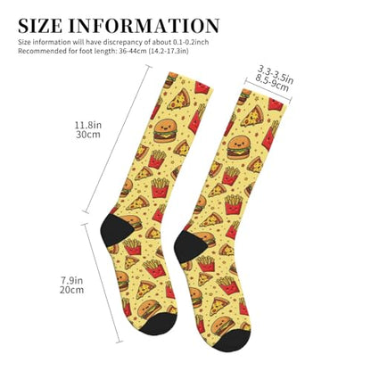 Compression Socks Knee High Support Stockings Women Men - color: Cute Hamburger Pizza