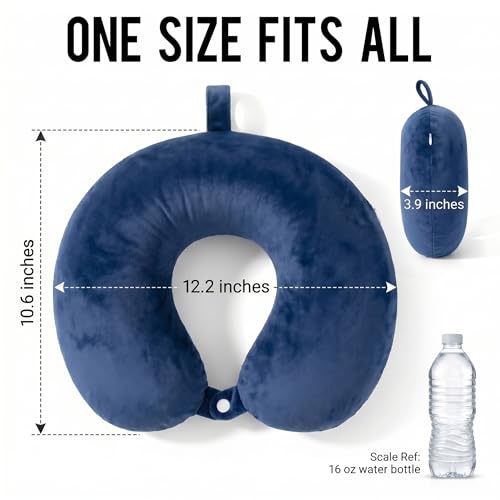 Travel Neck Pillow for Airplane with Pure Memory Foam(Dark Blue) - color: Dark Blue