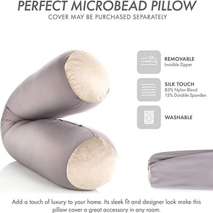 Microbead Body Pillow, Side Sleeping & Pregnancy, 48x8 in, Stone Grey - color: Stone Grey, size: Pillow & Cover