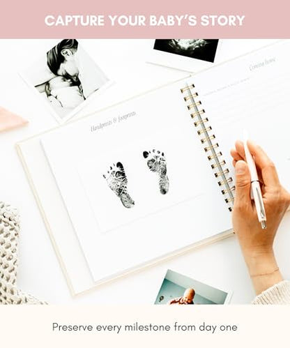 Lamare Baby First Year Book – Keepsake Baby Memory Book and Baby Scrapbook - color: Sage