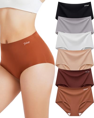 Womens Underwear Seamless Full Coverage Breathable Briefs No Show Silky Stretch High Waisted Ladies Panties 6 Pack - color: Multicolor-a1, size: XX-Large