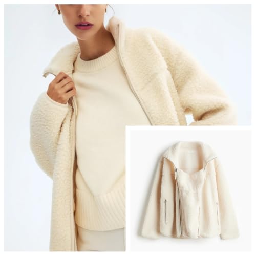 Maternity Coat Winter Mom Cozy Thicken Coats Fleece Sherpa Jacket - color: Cream, size: Small