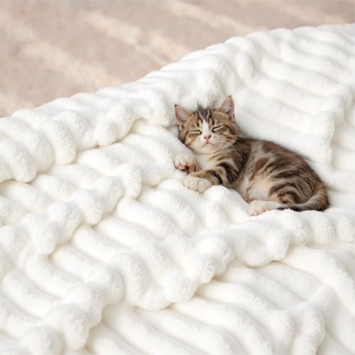 Bedsure Soft Cozy Full Size Fleece Blankets for Bed Off White 84"x90" - color: Off White, size: Full