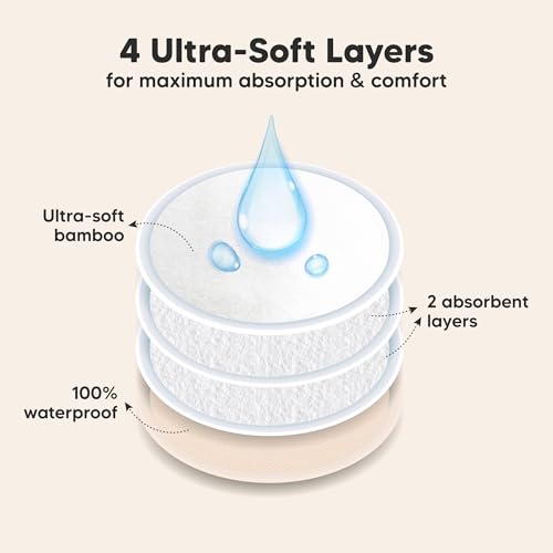 Organic Nursing Pads, 8 Washable Breast Pads,Wash Bag (Bare Beige, M 4.6") - color: Bare Beige, size: 8pk, M 4.6"