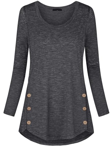connche Women's Button Side Maternity Tunic Nursing Tops for Breastfeeding - color: Dark Grey, size: X-Large