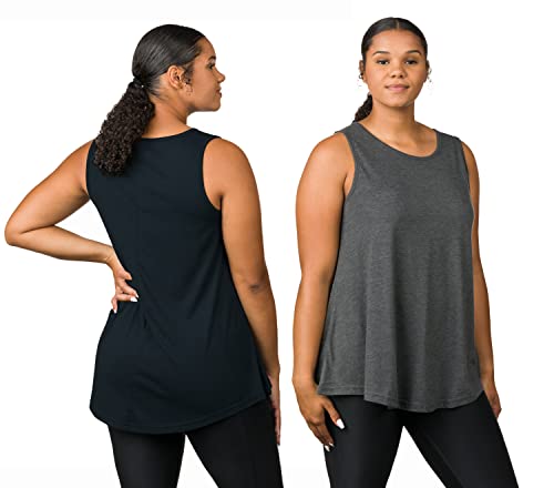 Epic MMA Gear 2 Pack Long Flowy Sleeveless Tunic Top For Women - color: Blk/Grey, size: Medium