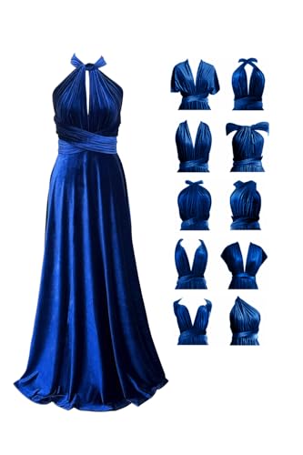 72styles Velvet Multi-Way Wrap Infinity Maxi Dress for Bridesmaids - color: Royal Blue, size: One Size