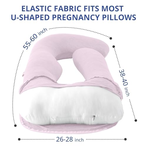 Sasttie Cooling Pregnancy Pillow Cover for 57-inch Maternity Pillow, Pink - color: Pink