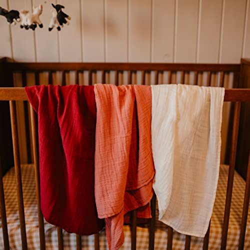 Parker Baby Co. Soft Muslin Baby Swaddle Blankets, 3 Pack - Rose Set - color: Rose