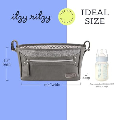 Itzy Ritzy Adjustable Stroller Caddy and Organizer Bag Featuring Front Zippered Pocket, 2 Built-In Interior Pockets & Adjustable Straps to Fit Nearly Any Stroller (Grayson) - color: Grayson