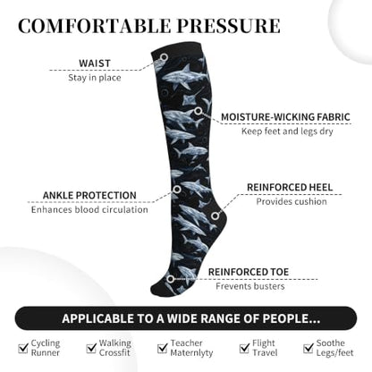 Compression Socks Women and Men 15-20mmHg-Circulation Support Socks for Athletic Running Cycling - color: Fish