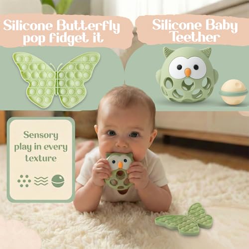 New Baby Gift Basket Curated 22-Piece Set with Infant Development Toys - color: 21 PCS - MINT GREEN
