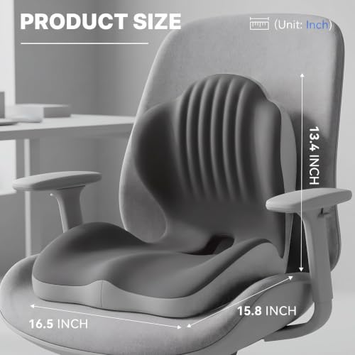 Ergonomic Seat Cushion with L-Shaped Design for Office Chair (Grey) - color: Grey