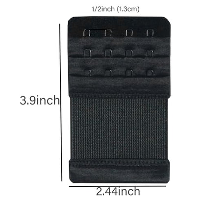 Bra Extenders 4 Hook Elastic Stretchy Bra Extensions Strap Comfortable 3pcs-Pack - color: Black, 4 Hook 1/2 Inch Spacing