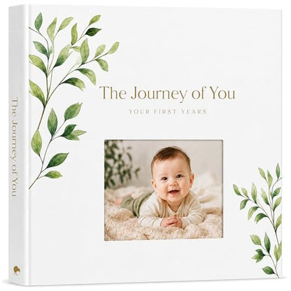 Personalized Baby Book, 4x6 Photo Cover, First 5 Years, Botanical Keepsake - color: Tranquil Greens