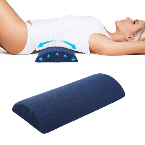 Cozyhealth - 2.95" H*18.7" L - Soft Small Lumbar Pillow for Sleeping, Memory Foam Back Lumbar Support Cushion for Lower Back Pain Relief Bed Waist Sleep Support Pillow for Side, Back(Dark Blue, Small) - color: Dark Blue, size: Small