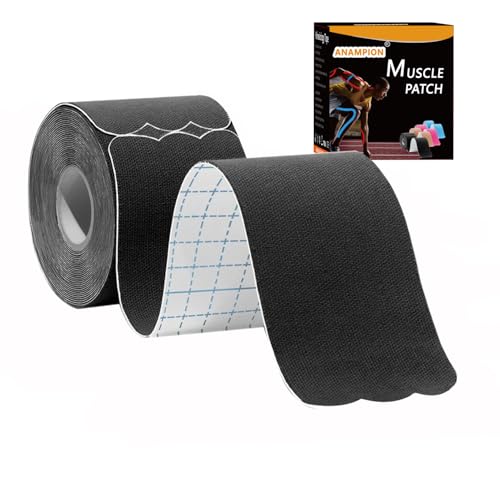 Kinesiology Tape Pro Precut 20 Strips Athletic Sports Waterproof Breathable Latex Free Tape for Ankle Wrists Knee Elastic Running Tennis Swimming Football Sports Activities Tapes (Black) - color: Black-1pack