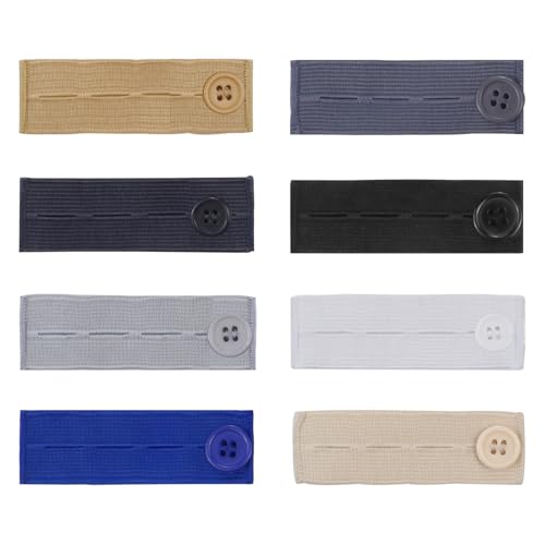 8 PCS Elastic Pants Waist Extenders, Adjustable Button Extender for Pants, Waistband Extender for Men and Women, Suitable for Jeans Pants Women and Men Jeans Dress (8 Colors) - color: 8 Colors