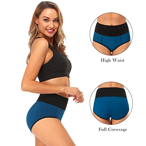 ASIMOON Tummy Control High Waisted Underwear for Women Cotton Plus Size Full Coverage Panties Ladies Briefs - color: Multicoloured-a-5 Pack, size: Medium