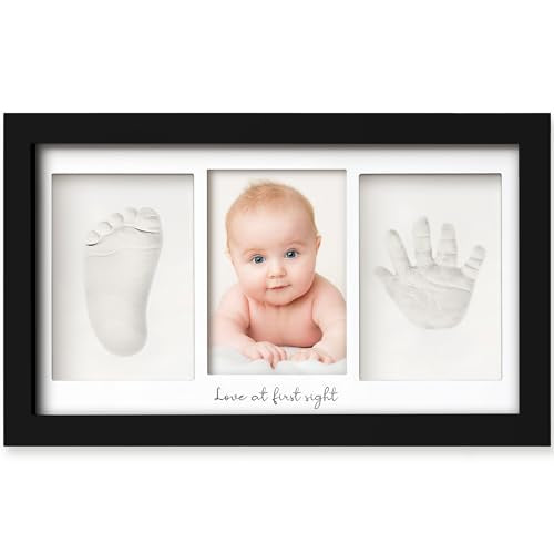 KeaBabies Baby Hand and Footprint Kit, Clay Keepsake Frame (Onyx Black) - color: Onyx Black, size: Duo Frame, 13" x 7.8"