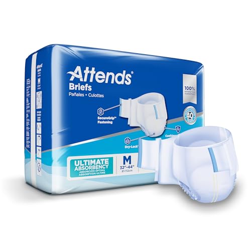 Attends Adult Incontinence Briefs, Medium, Ultimate Absorbency, 24ct Bag - size: Medium (Pack of 24)
