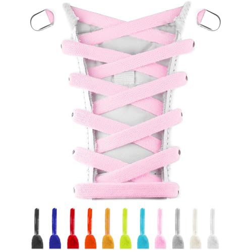 UamGlsob Elastic Flat No Tie Shoe Laces for Kids and Adults Sneakers - color: Pink-1