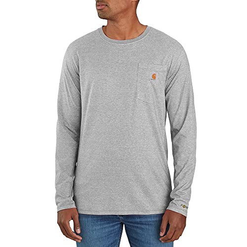 Carhartt Men's Force Relaxed Fit Midweight Long-Sleeve Pocket T-Shirt - color: Heather Grey, size: 3X-Large