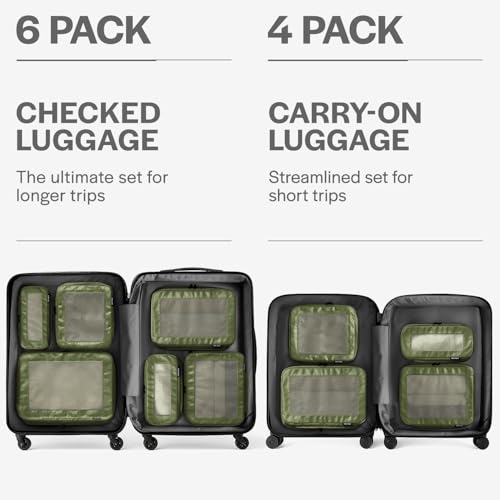 Aerotrunk Compression Packing Cubes for Travel, 4-Pack, Olive - color: Olive, size: 4-Pack
