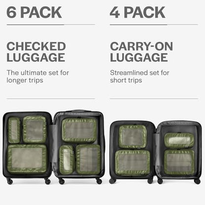 Aerotrunk Compression Packing Cubes for Travel, 4-Pack, Olive - color: Olive, size: 4-Pack
