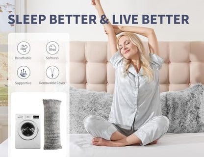 WSOFRLAC Fluffy Full Body Pillow,Long Pillow for Sleep,Gray 20x54 - color: Grey