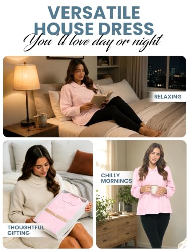 Casual Nights Women's Chenille Bed Jacket, Button Front Long Sleeve Sleep Top with Pockets - color: Pink, size: 3X