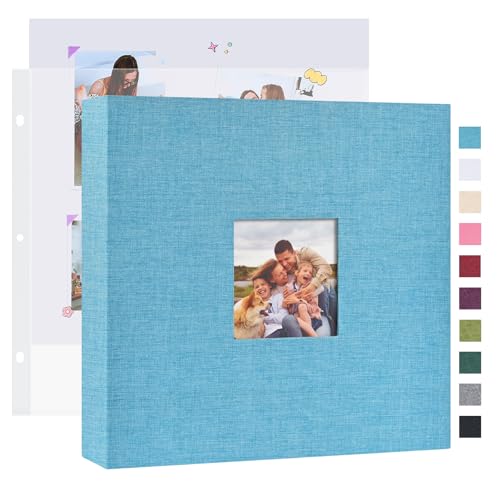Mublalbum 10x10 Inch 3 Ring DIY Scrapbook Photo Album 40 Pages, Blue - color: Blue, size: 10x10 Inch 40 Pages