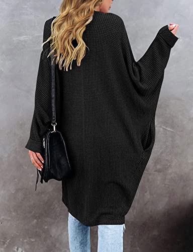 MEROKEETY Cardigan Sweaters for Women Oversized Long Cardigans Fall Outfits - color: Black, size: Small