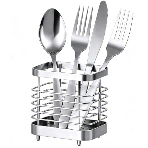 Utensil Holder, Stainless Steel Utensil Drying Rack for Kitchen Counter - color: Small, Silver